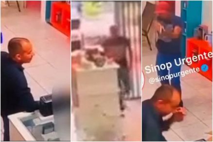Imagens mostram momento em que vtima  surpreendida por suspeito em loja 