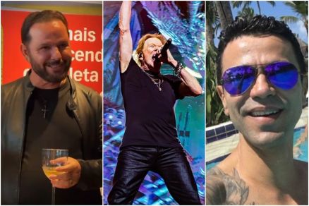 Empresario Nei Garimpeiro,  Axl Rose e advogado Cleber Figueiredo 