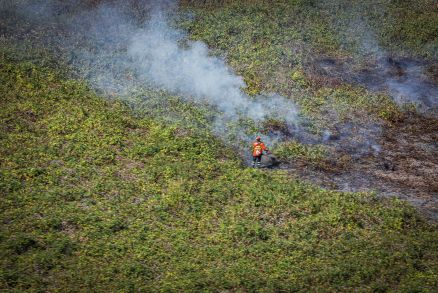 Imagem area do Pantanal, aps incndio que foi combatido pelo Corpo de Bombeiros e ajudantes