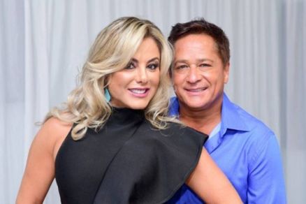 A jornalista Poliana Rocha e o cantor sertanejo Leonardo 