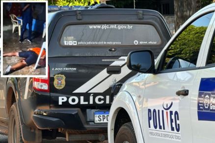 O corpo de Evandro Ferreira Xavier (detalhe) no local do crime
