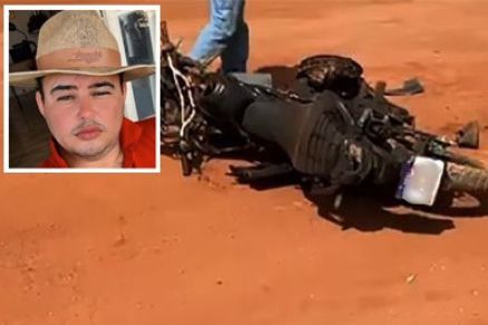 O motociclista Wesley Barbino (detalhe) morreu ainda no local 