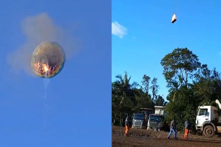 Imagens mostram momento em que balo caiu em Santa Catarina 