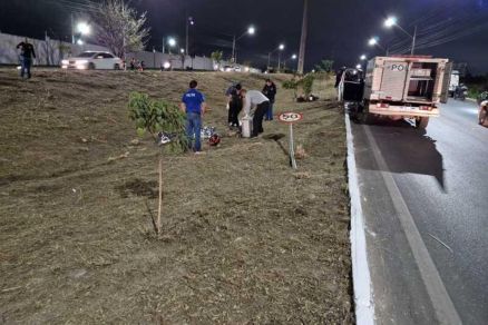 Acidente foi registrado em canteiro central da Avenida das Torres 