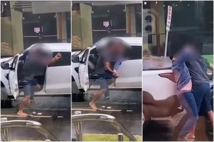 Imagens mostram momento em vtima  esfaqueada durante luta corporal 