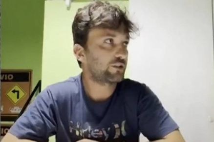 Elves de Bem Crescncio, que conduzia o balo que caiu em Praia Grande (SC), neste sbado (21), durante depoimento  Polcia Civil 