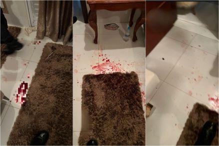 As marcas de sangue no cho da casa