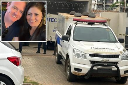 Daniel Frasson e Gleici Keli Geraldo; ele  acusado de matar esposa a facadas