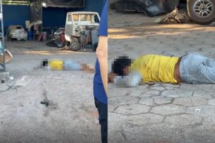 O corpo de Ronny Erik Barros Alves, que foi assassinado nesta sexta 