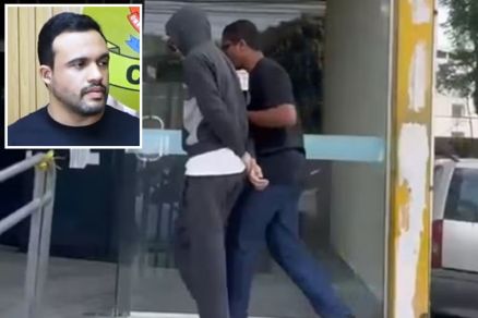 O delegado Matheus Augusto Soares (detalhe) falou sobre caso de menor que matou os pais 