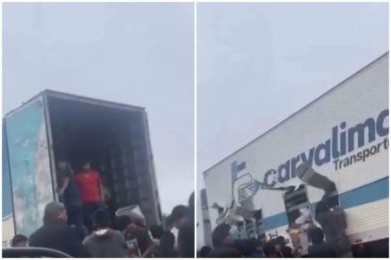 O saque foi filmado por uma pessoa que passava pela rodovia