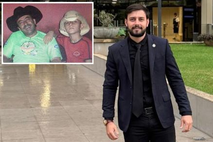 O advogado Geraldo Xavier de Faria Jnior; em detalhe ele e o pai, que foi morto 