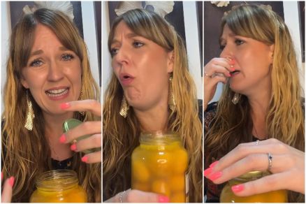 Valeria Fomina tentando experimentar pequi 
