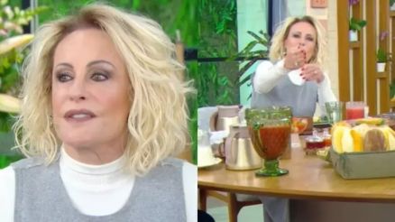 Apresentadora Ana Maria Braga ao lado do influenciador Gil do Vigor no estdio da Globo