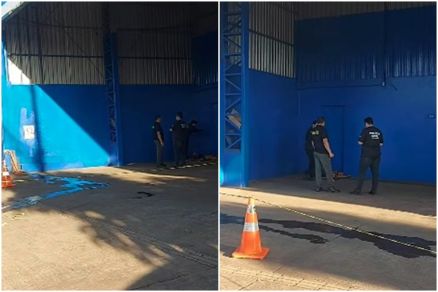 O homem foi morto a facadas em frente a uma loja 