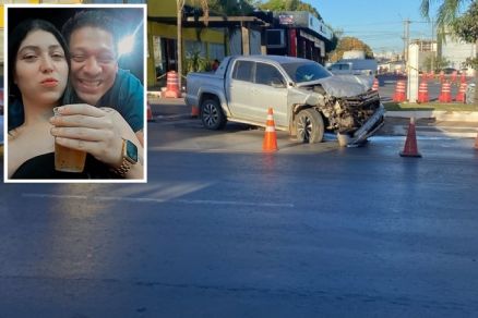 Everton Fagundes ao lado da filha (detalhe); vtima foi morta a tiros em Cuiab 