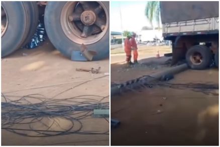 Veculo desgovernado ainda derrubou um poste de energia eltrica e colidiu em um muro