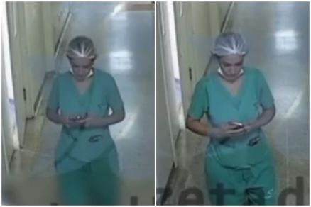 A mdica Sabrina de Mello foi filmada nos corredores do hospital, no dia do crime