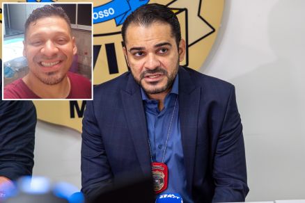 O delegado titular da DHPP, Caio Fernando Alvares Albuquerque;  (em detalhe) Everton Fagundes, vtima do crime 