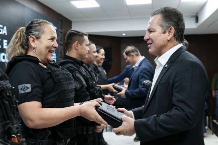 O governador Mauro Mendes, durante o evento