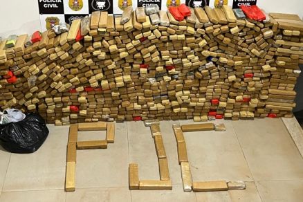 Foram apreendidos 928 tabletes de maconha na propriedade