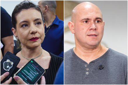 A prefeita de Vrzea Grande, Flvia Moretti, e o prefeito de Cuiab, Abilio Brunini