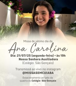 Missa ser realizada na Igreja Nossa Senhora Auxiliadora