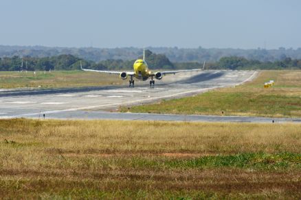A pista do Aeroporto Internacional Marechal Rondon, que est com operaes reduzidas 