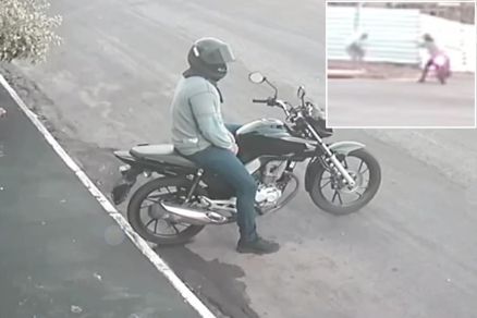 O homem que seria o autor dos disparos; no detalhe o momento do crime