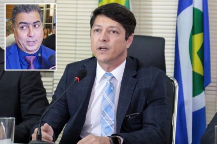 O desembargador Ldio Modesto, que se manteve suspeito em ao contra Emanuel Pinheiro (no detalhe)