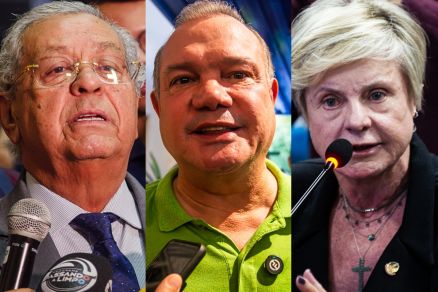 Os senadores Jayme Campos, Margareth Buzetti e Wellington Fagundes