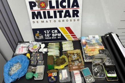 Material apreendido pela Polcia Militar com os faccionados