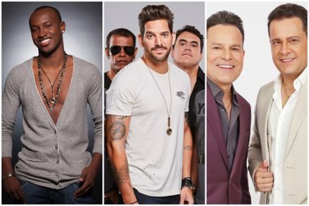 O cantor Thiaguinho; Felipe Pezzoni, vocalista da Banda Eva e Joo Neto e Frederico