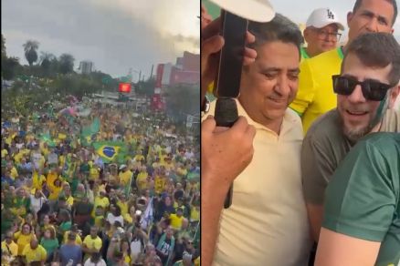 Pblico recebe ligao e ouve mensagem do capito durante manifestao