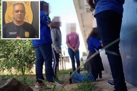O delegado Marcos Paulo Batista de Oliveira (detalhe) falou sobre grupo que agrediu aluna