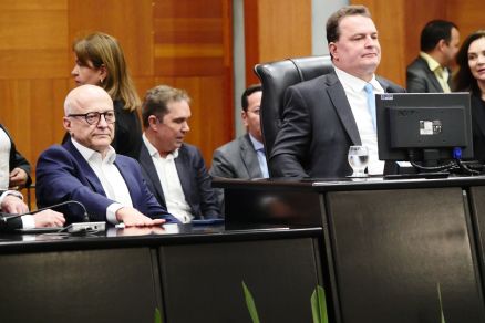 O presidente Assembleia Legislativa, deputado Max Russi, e o vice-governador Otaviano Pivetta