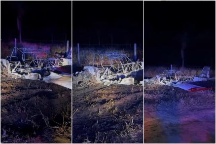 Imagens mostram avio destrudo aps incndio 