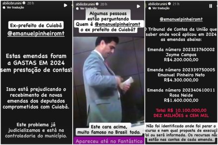 O prefeito de Cuiab Abilio Brunini fez uma sequncia de stories para cobrar Emanuel Pinheiro