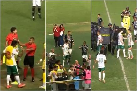 Imagens mostram briga registrada no estdio Kleber Andrade, no Esprito Santo