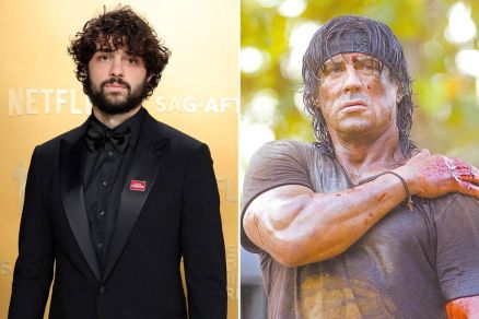 O ator Noah Centineo e Sylvester Stallone como John Rambo