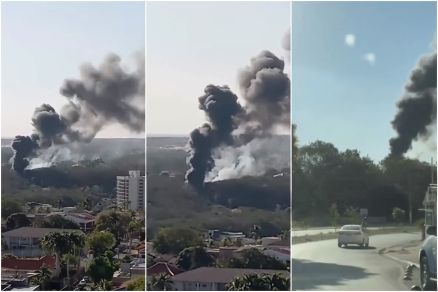 Imagens mostram fumaa intensa  no local 