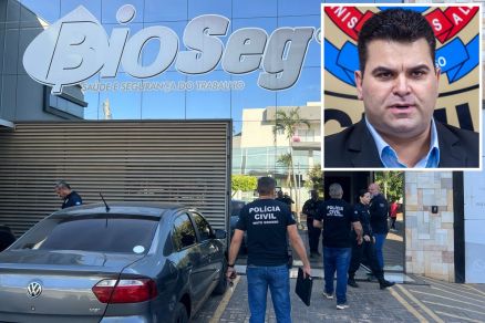A clnica Bioseg  investigada por suspeita de falsificar exames laboratoriais; em detalhe, o delegado que investiga o caso, Rogrio da Silva Ferreira