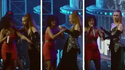 Joelma pegou o microfone aps f dizer que s gosta de ouvir as msicas do Calypso