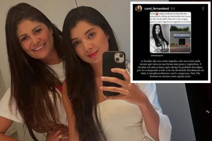 A empresria Gleici Keli Geraldo de Souza ao lado da filha, a biomdica Caroline Fernandes