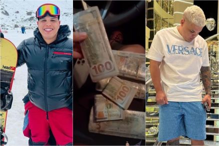 Deniz Bet, durante passeio no Chile, maos de dinheiro e dentro do cruzeiro do Neymar 
