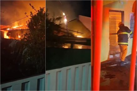 Vizinho mostra chegada dos militares e parte da ao de combate ao incndio