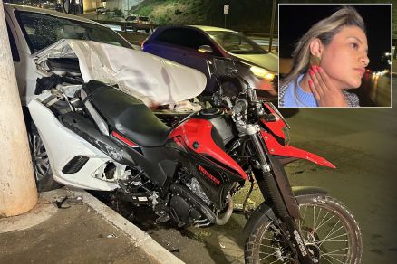 A jornalista Ang�lica Gomes (em detalhe), que foi agredida ao cobrir acidente causado por PM