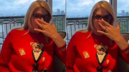 Val ficou emocionada ao contar not�cia aos f�s 