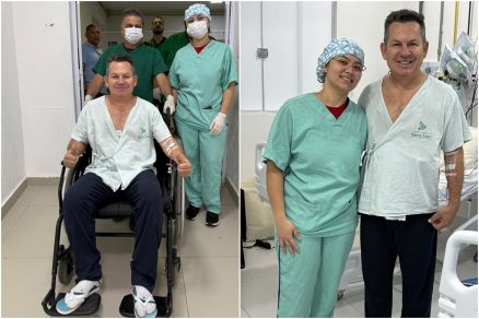Imagens mostram o governador Mauro Mendes em recuperao aps fratura ocasionada por queda 