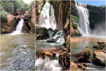 Cachoeira da Pedra Furada e Complexo Turstico da Salgadeira em Chapada dos Guimares e a Cachoeira da Fumaa, em Tesouro